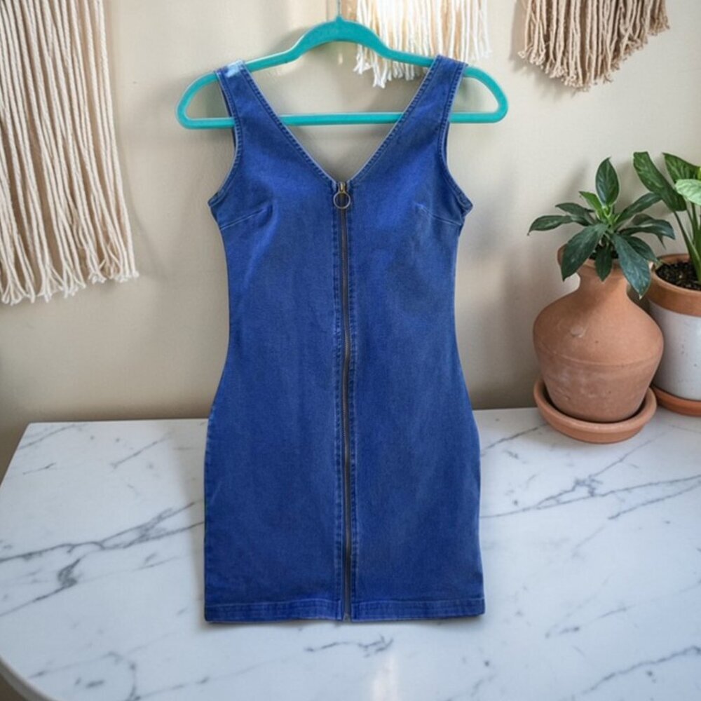 7th & Hudson Women's Size Small Full Zip Denim Mini Dress Blue - Picture 2 of 12
